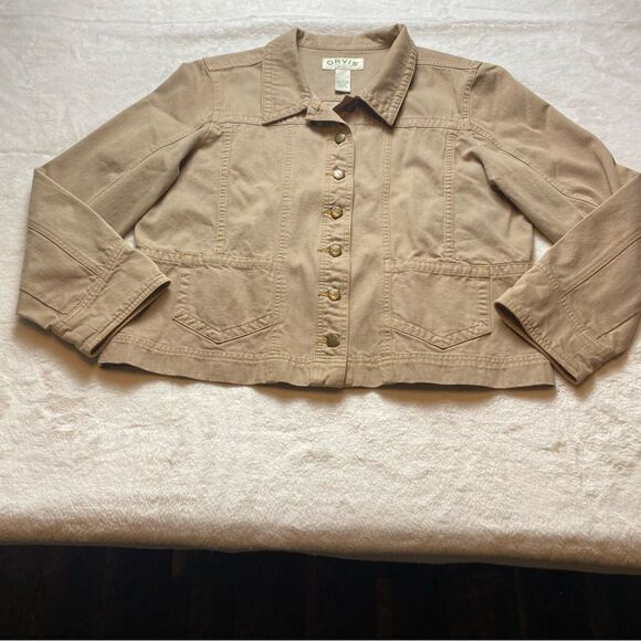 Orvis Light Tan Denim Jacket Size Large - Picture 1 of 13